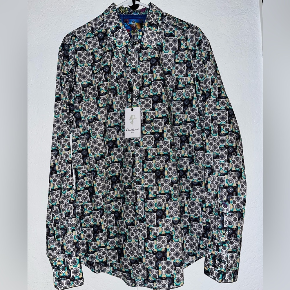 NWT-Robert Graham St Angelo Classic Fit Sz Large Long Sleeve Dress Shirt